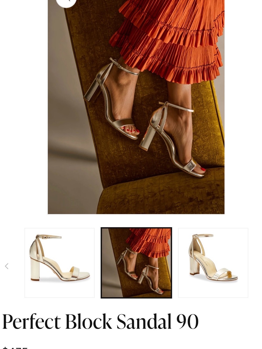 Sarah Flint Metallic Gold Block Heel Sandals